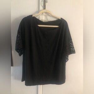 Lafayette 148 New York Black Top with Lace Sleeves- $325 or $300 w/offer 159A